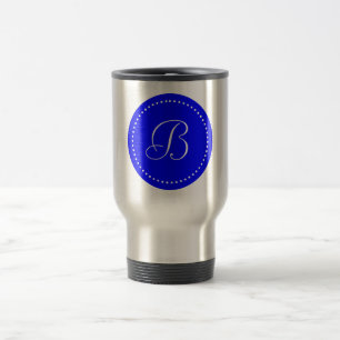 Monogramm runder blau / weißer Punkt Grenze Reisebecher