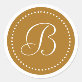 Monogramm Rundmatte Antik Gold/Weiße Punktgrenze Runder Aufkleber