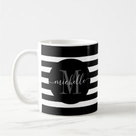 Monogramm-Rundschreiben mit schwarzem Streifen Mod Kaffeetasse