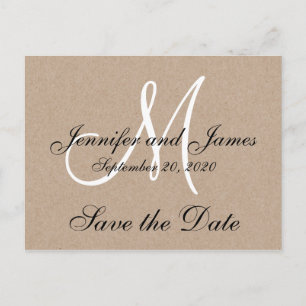 Monogramm rustikal Save the Date Ankündigungspostkarte