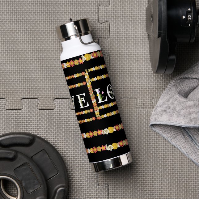 Monogramm rustikale Daisy Floral Liebe Trinkflasche (Fitnessstudio)