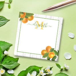 Monogramm rustikale Orangen Zitrusfarbenholz Post-it Klebezettel
