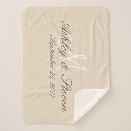 Monogramm | Rustikaler Leinenschau Sherpadecke