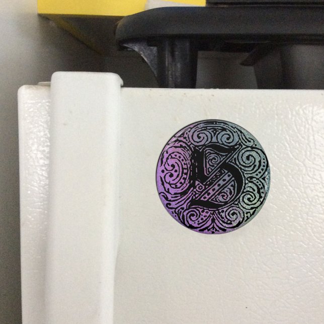 Monogramm S Lila Blau Hintergrund Magnet (Von Creator hochgeladen)
