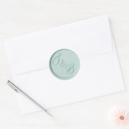Monogramm Salbei-Grünwachs-Siegel Hochzeitskleber Runder Aufkleber