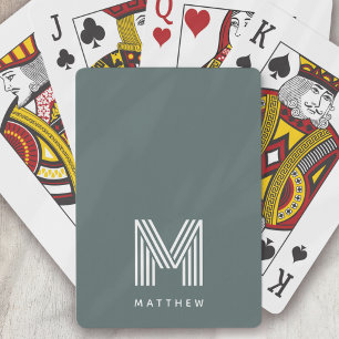 Monogramm Salbeigrün Stilvoll Modern Minimalistisc Spielkarten