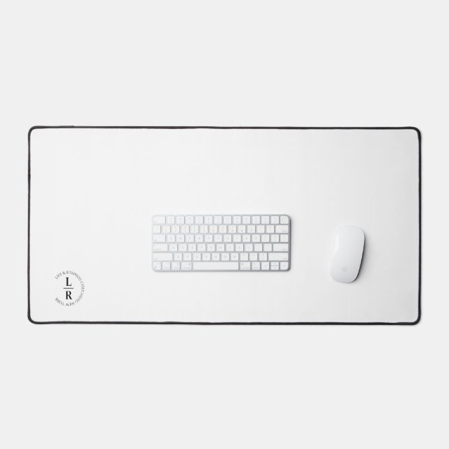 Monogramm, Salon, minimalistisch weiß Schreibtischunterlage (Tastatur & Maus)