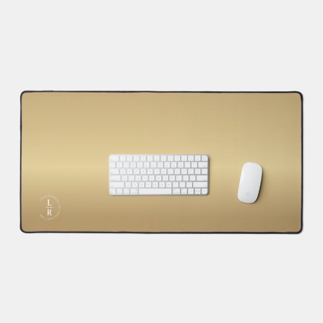 Monogramm, Salon, minimalistisches Gold (Imitat) Schreibtischunterlage (Tastatur & Maus)