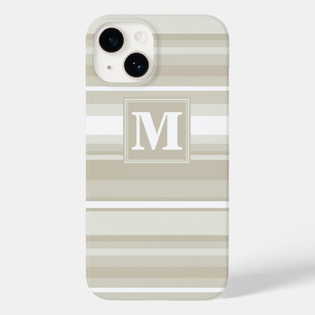 Monogramm Sandsteinstreifen Case-Mate iPhone 14 Hülle (Rückseite)