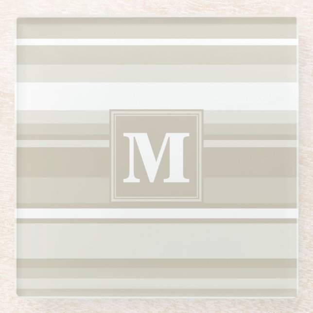 Monogramm Sandsteinstreifen Glasuntersetzer (Vorderseite)