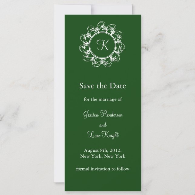 Monogramm Save the Date (grün) (Vorderseite)