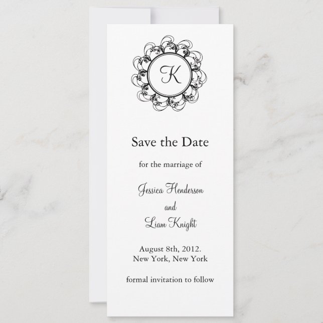 Monogramm Save-the-Date (weiß) Save The Date (Vorderseite)