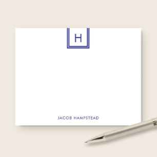 Monogramm-Schachtel Minimalistische Navyblaue Korr Mitteilungskarte