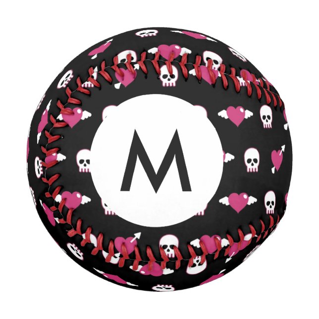 Monogramm Schädel und Herz Baseball (Vorderseite Links)