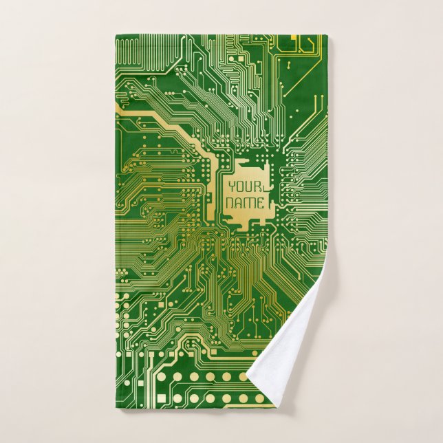 Monogramm Schaltkreisplatine Elektronik Chip Tech Badhandtuch Set (Handtuch)