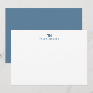 Monogramm Schieferblaue Typografie Mitteilungskarte