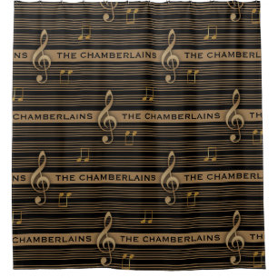 Monogramm Schlammbraun Gold Violinschlüssel und No Duschvorhang