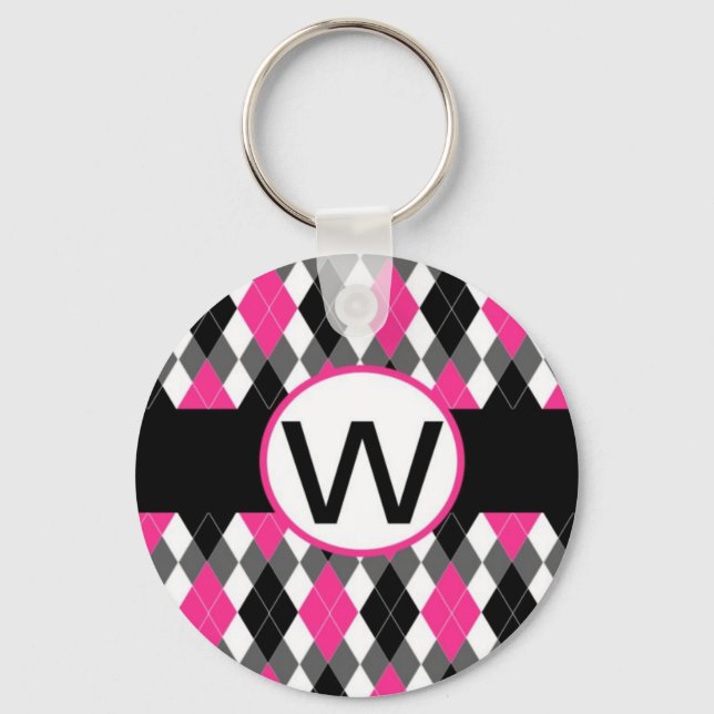 Monogramm-Schlüsselanhänger "W" für die Hot-Pink-R Schlüsselanhänger (Vorderseite)