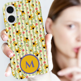 Monogramm-Schmalblättrige Kegelblume Schmetterling iPhone 16 Hülle