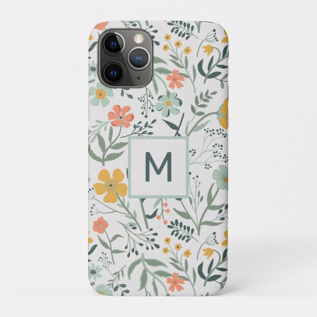 Monogramm schönes botanisches Muster Case-Mate iPhone Hülle (Rückseite)