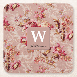 Monogramm schönes Muster Trendy Retro Rechteckiger Pappuntersetzer