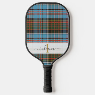 Monogramm Schrift Kariert Klassisch Lila Tartan Pickleball Schläger
