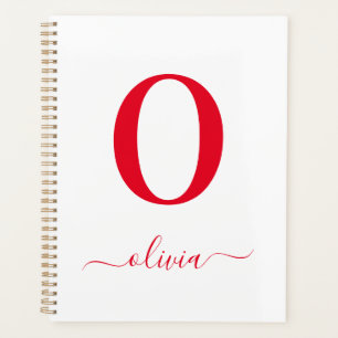 Monogramm Schrift Name Personalisiert Weiß und Rot Planer