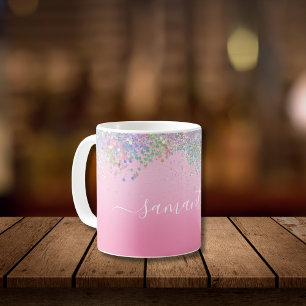 Monogramm Schrift Name Rosa Glitter Girly Glam Bli Kaffeetasse
