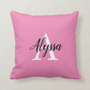 Monogramm Schrift Stilvoll Rosa Zierkissen