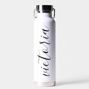 Monogramm-Schrift-Wasserflaschen   Weiß & Rosa Trinkflasche