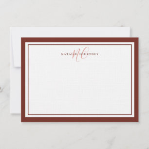 Monogramm Schrift Zwei Rahmen Elegant Einfach Brau Mitteilungskarte