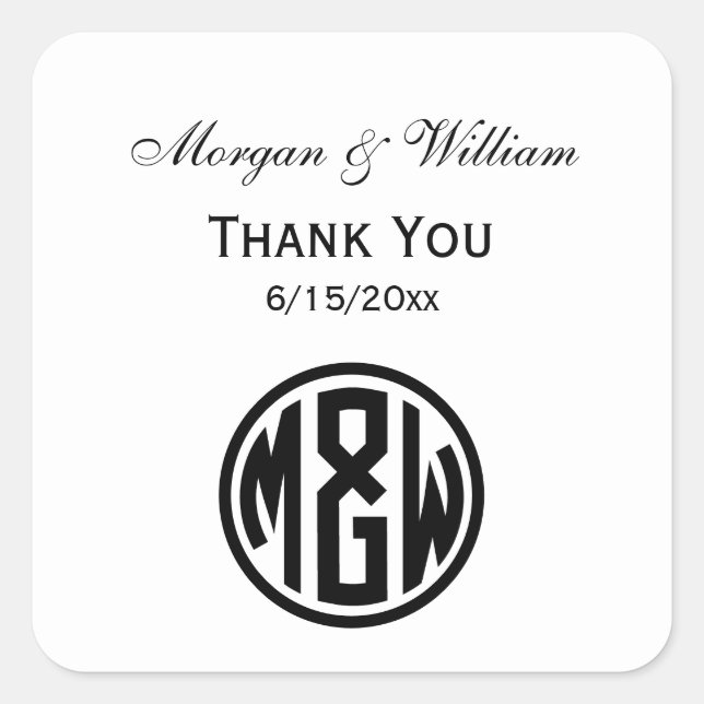 Monogramm Schriftart DIY BG Quadratischer Aufkleber (Vorderseite)
