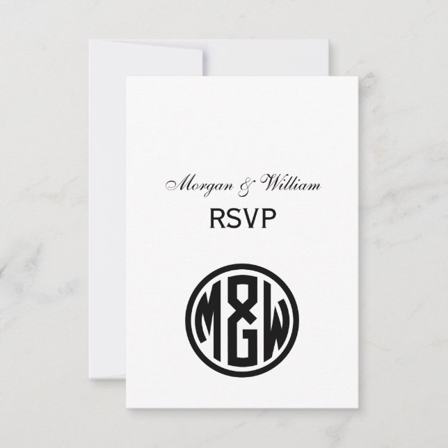 Monogramm Schriftart DIY BG RSVP Karte (Vorderseite)