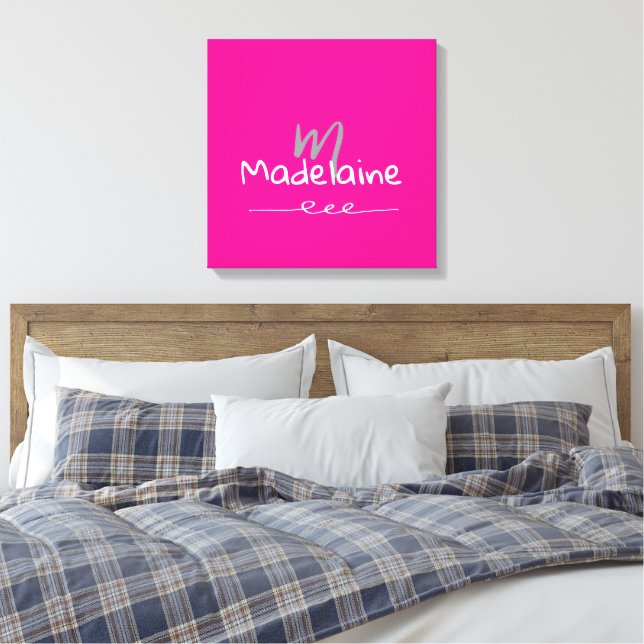 Monogramm Schriftart, handgezeichnet, rosa weiß Leinwanddruck (Insitu (Schlafzimmer))