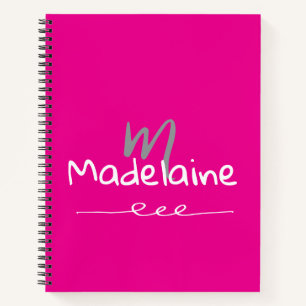 Monogramm Schriftart, handgezeichnet, rosa weiß Notizbuch