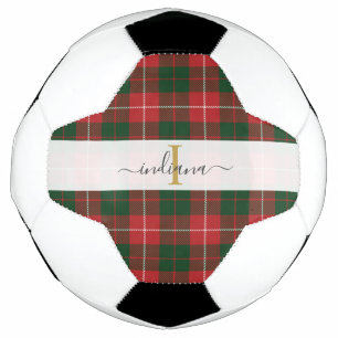 Monogramm Schriftname Karo Rot Grün Tartan Fußball