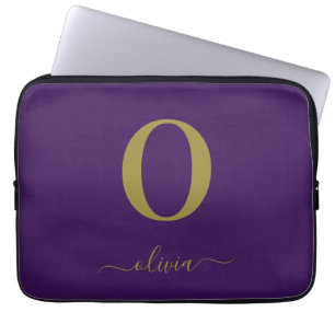 Monogramm Schriftzug Name personalisiert lila und  Laptopschutzhülle