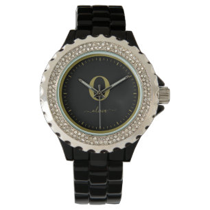 Monogramm Schriftzug Name Personalisiert Schwarz u Armbanduhr