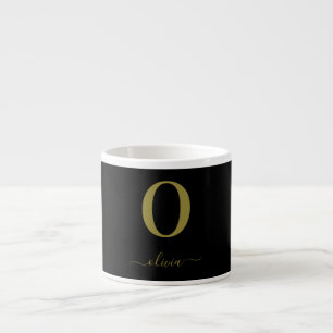 Monogramm Schriftzug Name Personalisiert Schwarz u Espressotasse