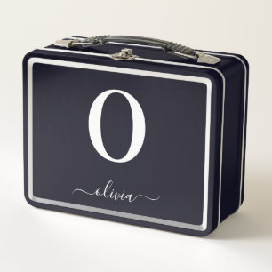 Monogramm Schriftzug Name Personalisiert Schwarz u Metall Brotdose