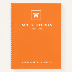 Monogramm-Schulfach Student Orange Benutzerdefinie Notizbuch