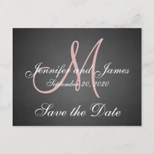 Monogramm-Schultafel Save the Date Ankündigungspostkarte