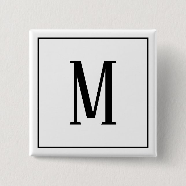 Monogramm Schwarz auf der Schaltfläche mit weißem  Button (Vorderseite)