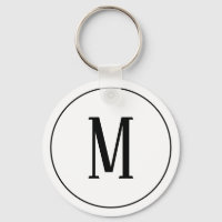 Monogramm Schwarz auf weißem Schlüsselanhänger