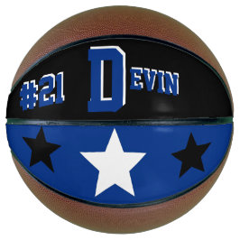 Monogramm Schwarz, Blau und Weiß Basketball
