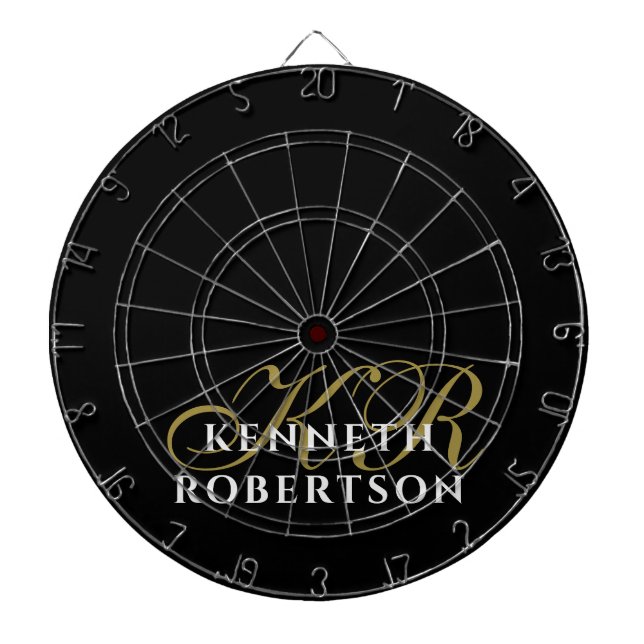 Monogramm Schwarz Gold Weiß Minimalistisches Desig Dartscheibe (vorne)