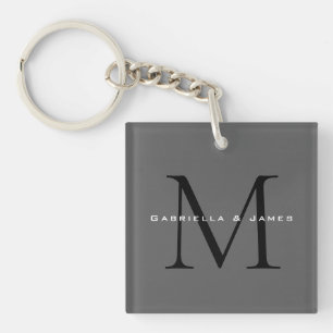 Monogramm Schwarz Grau Kalligrafie Schlüsselanhänger