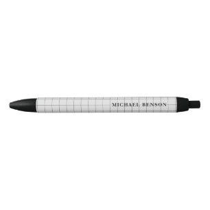 Monogramm Schwarz Grau Moderne Gitterlinien Sauber Kugelschreiber