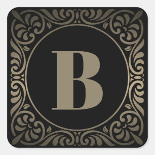 Monogramm Schwarz Grau Quadratischer Aufkleber
