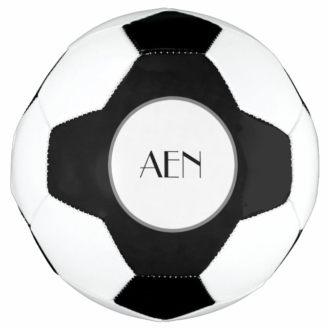 Monogramm Schwarz Grau Weiß  Fußball (Vorderseite)